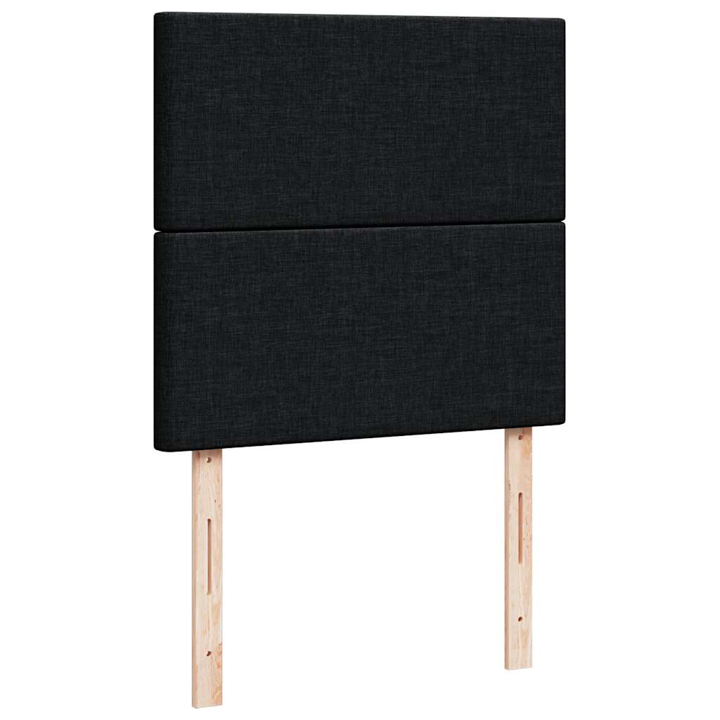 Ottoman-Bett mit Matratze & LEDs Schwarz 100x200 cm Stoff