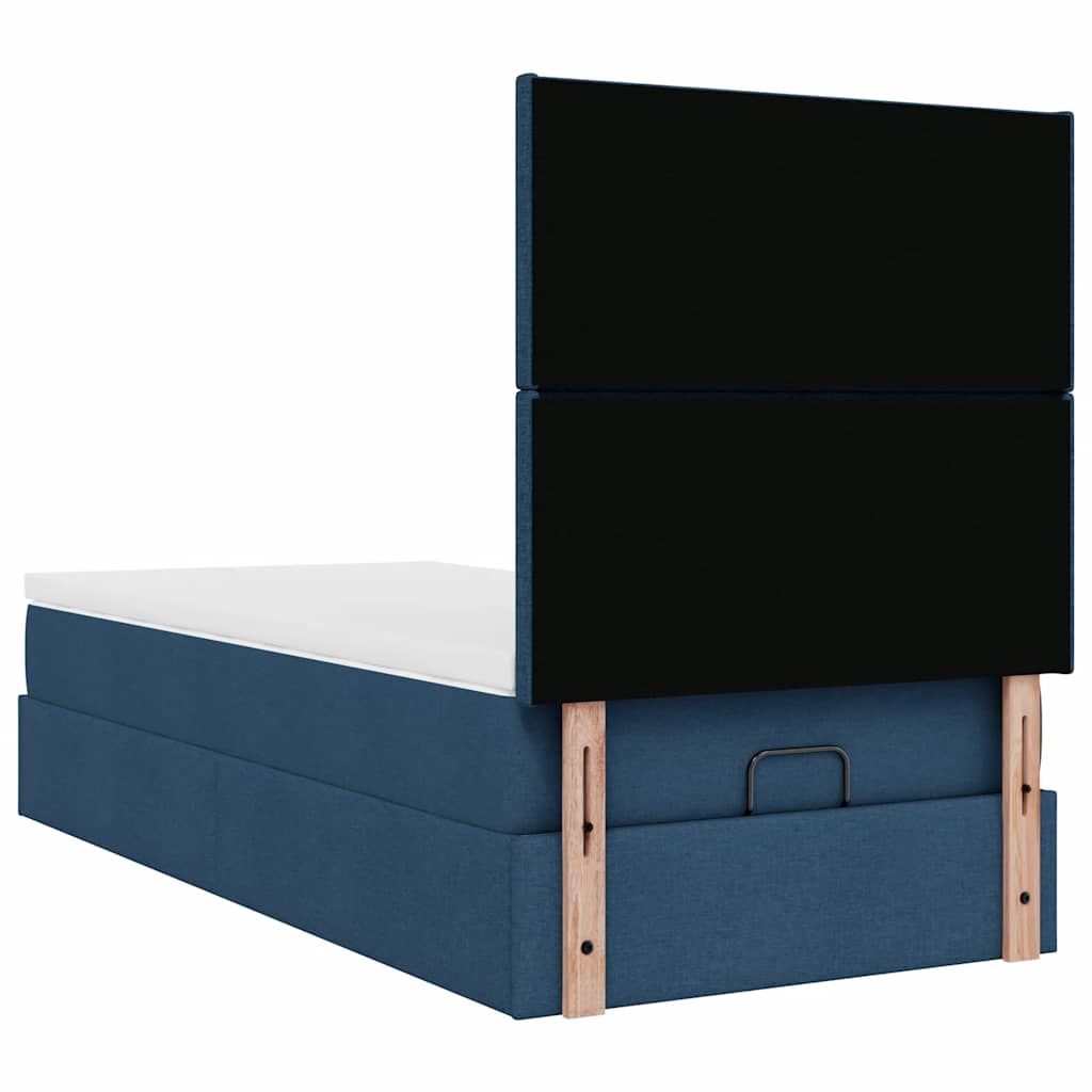 Ottomane Bett mit Matratze & LEDs Blau 100x200 cm Stoff