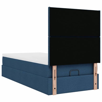 Ottomane Bett mit Matratze & LEDs Blau 100x200 cm Stoff