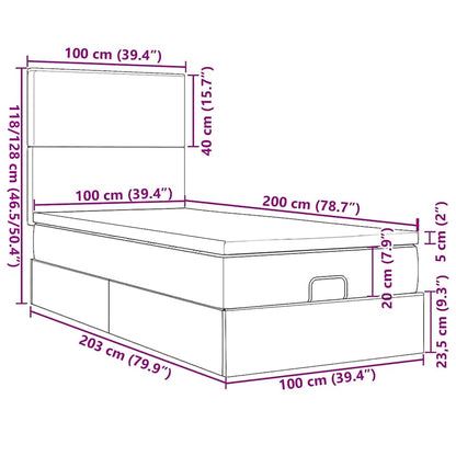 Ottomane Bett mit Matratze & LEDs Blau 100x200 cm Stoff