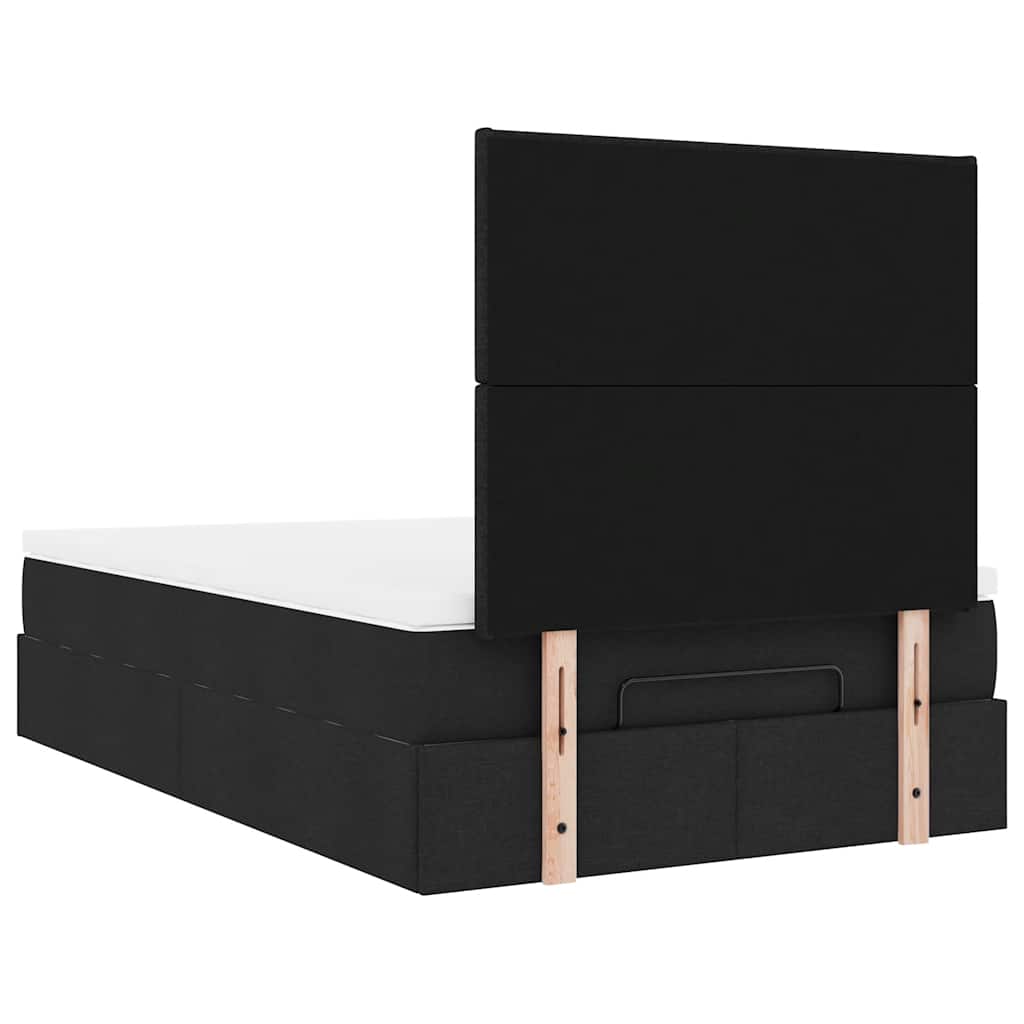 Ottoman-Bett mit Matratze & LEDs Schwarz 120x190 cm Stoff