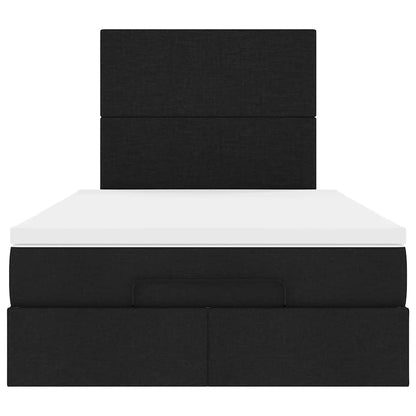 Ottoman-Bett mit Matratze & LEDs Schwarz 120x190 cm Stoff