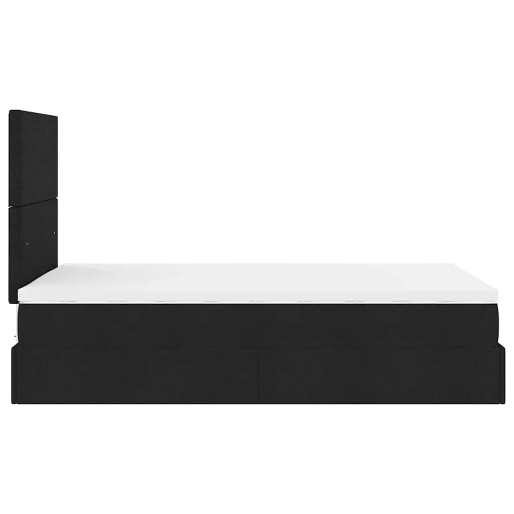 Ottoman-Bett mit Matratze & LEDs Schwarz 120x190 cm Stoff