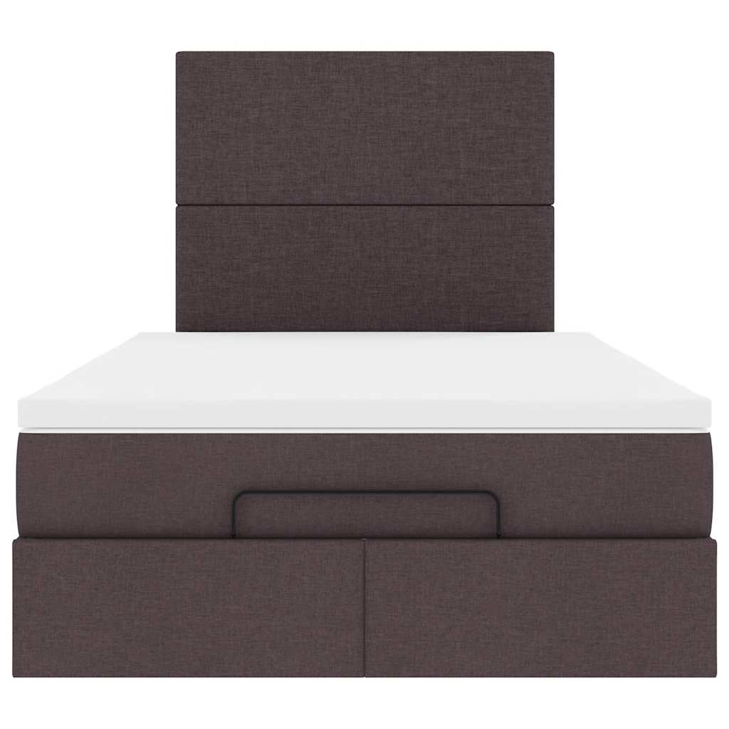 Ottoman-Bett mit Matratze & LEDs Dunkelbraun 120x190 cm Stoff