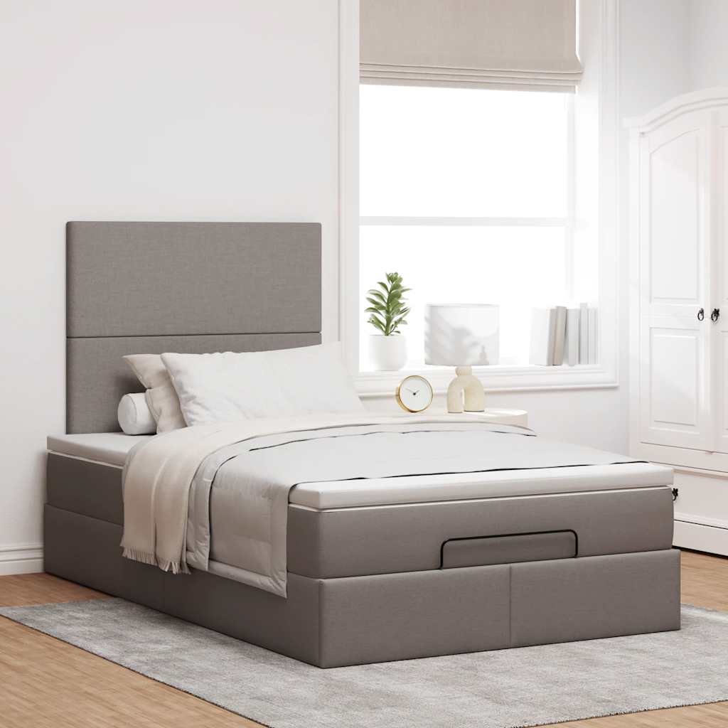 Ottoman-Bett mit Matratze & LEDs Taupe 120x190 cm Stoff