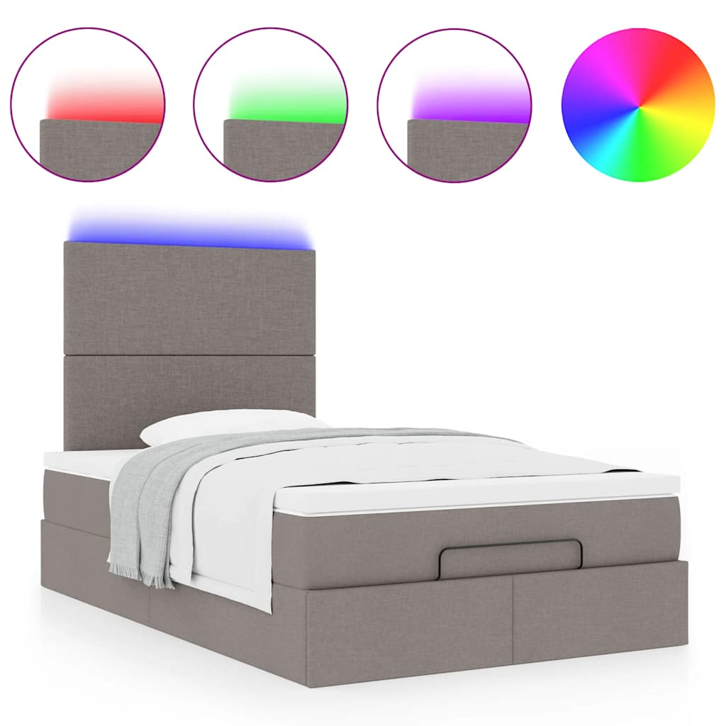 Ottoman-Bett mit Matratze & LEDs Taupe 120x190 cm Stoff