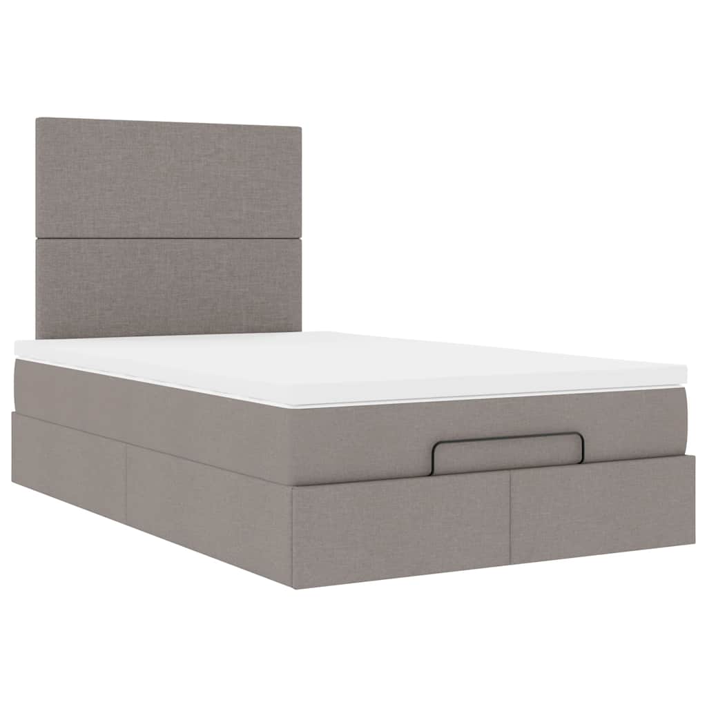 Ottoman-Bett mit Matratze & LEDs Taupe 120x190 cm Stoff