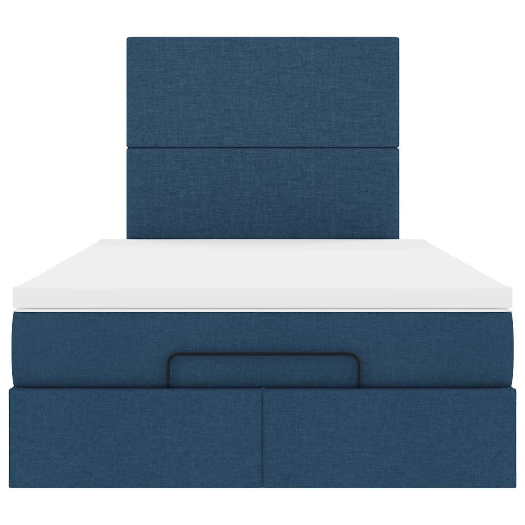 Ottoman-Bett mit Matratze & LEDs Blau 120x190 cm Stoff