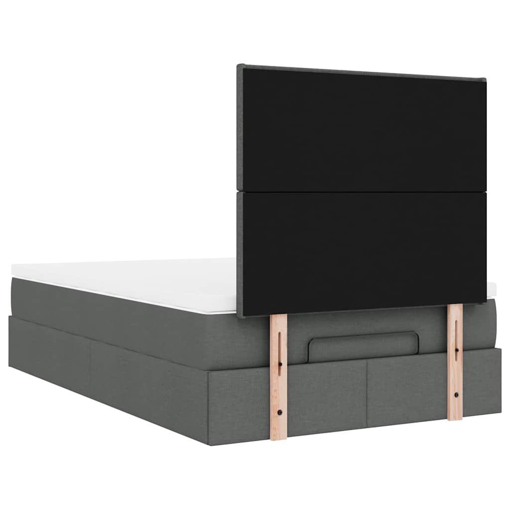 Ottoman-Bett mit Matratze & LEDs Dunkelgrau 120x200 cm Stoff