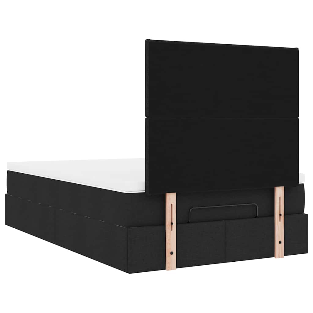 Ottoman-Bett mit Matratze & LEDs Schwarz 120x200 cm Stoff