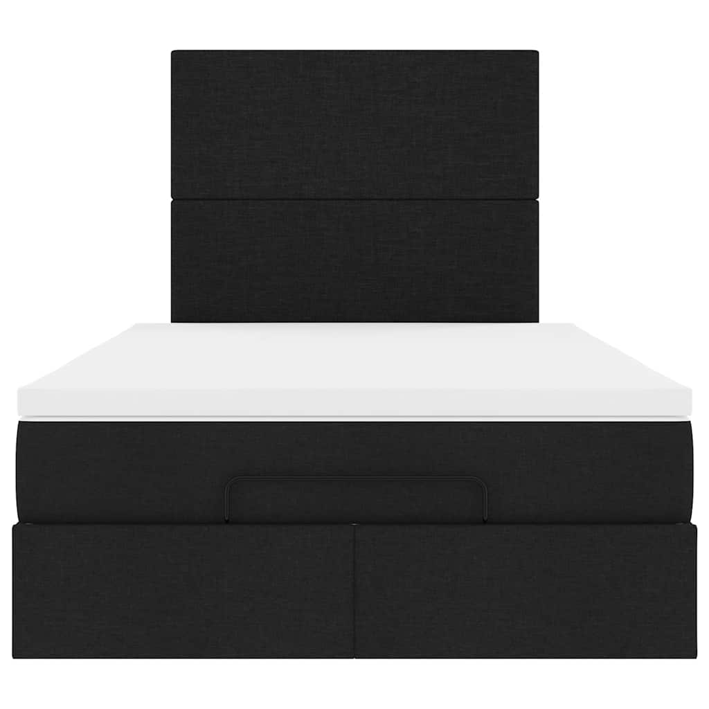 Lit ottoman avec matelas et LED Tissu noir 120x200 cm