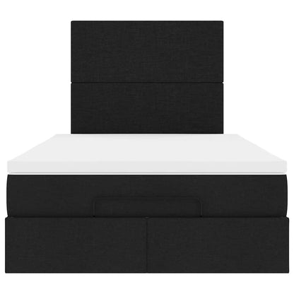 Ottoman-Bett mit Matratze & LEDs Schwarz 120x200 cm Stoff