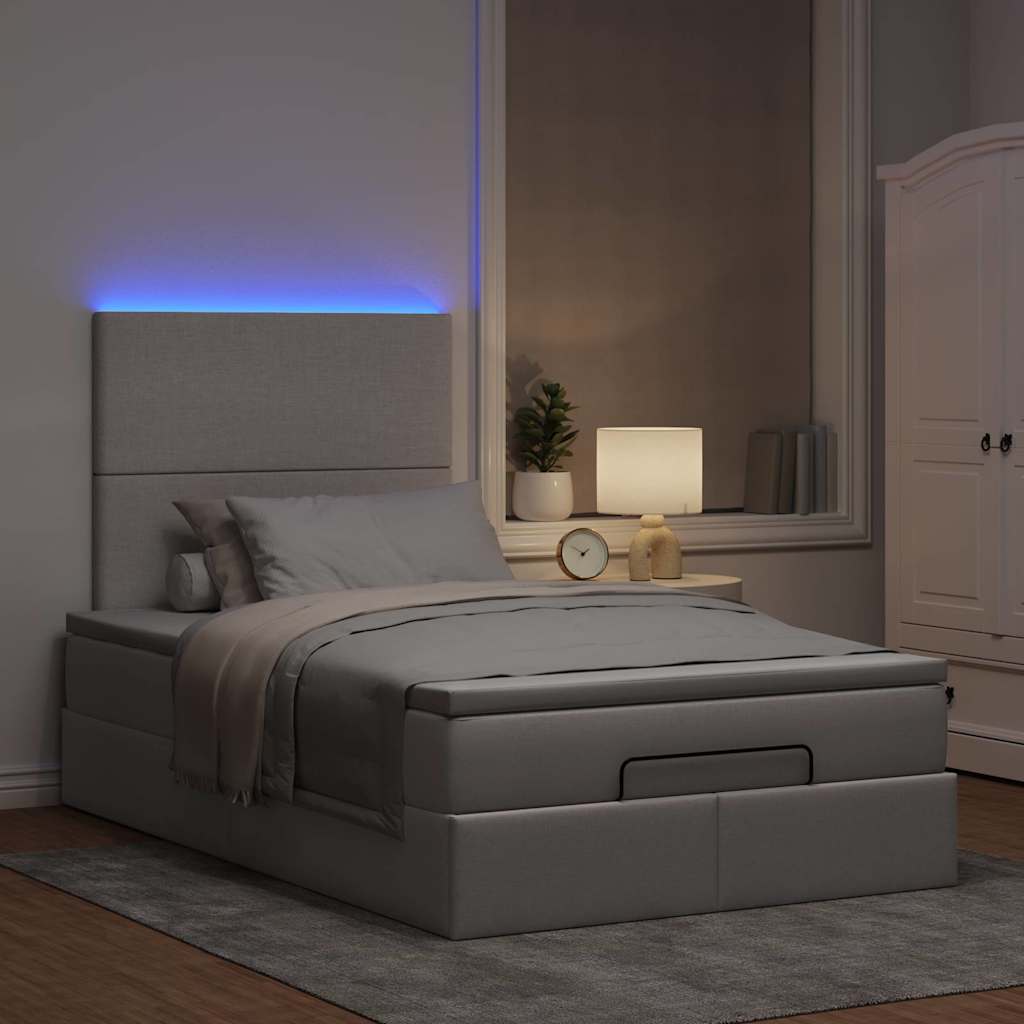 Ottoman-Bett mit Matratze & LEDs Taupe 120x200 cm Stoff