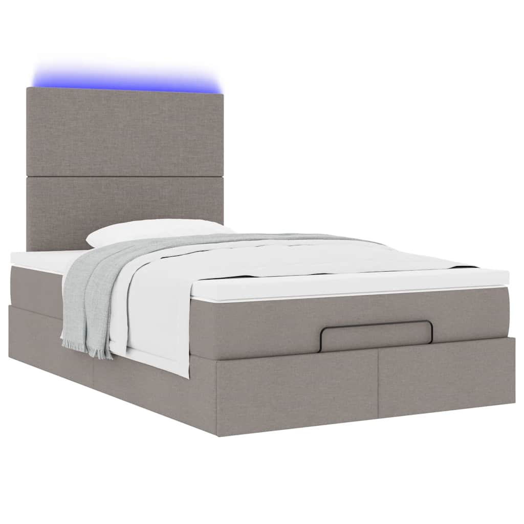 Ottoman-Bett mit Matratze & LEDs Taupe 120x200 cm Stoff
