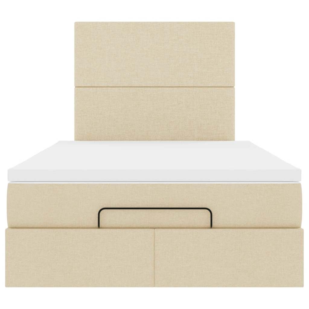 Ottoman-Bett mit Matratze & LEDs Creme 120x200 cm Stoff
