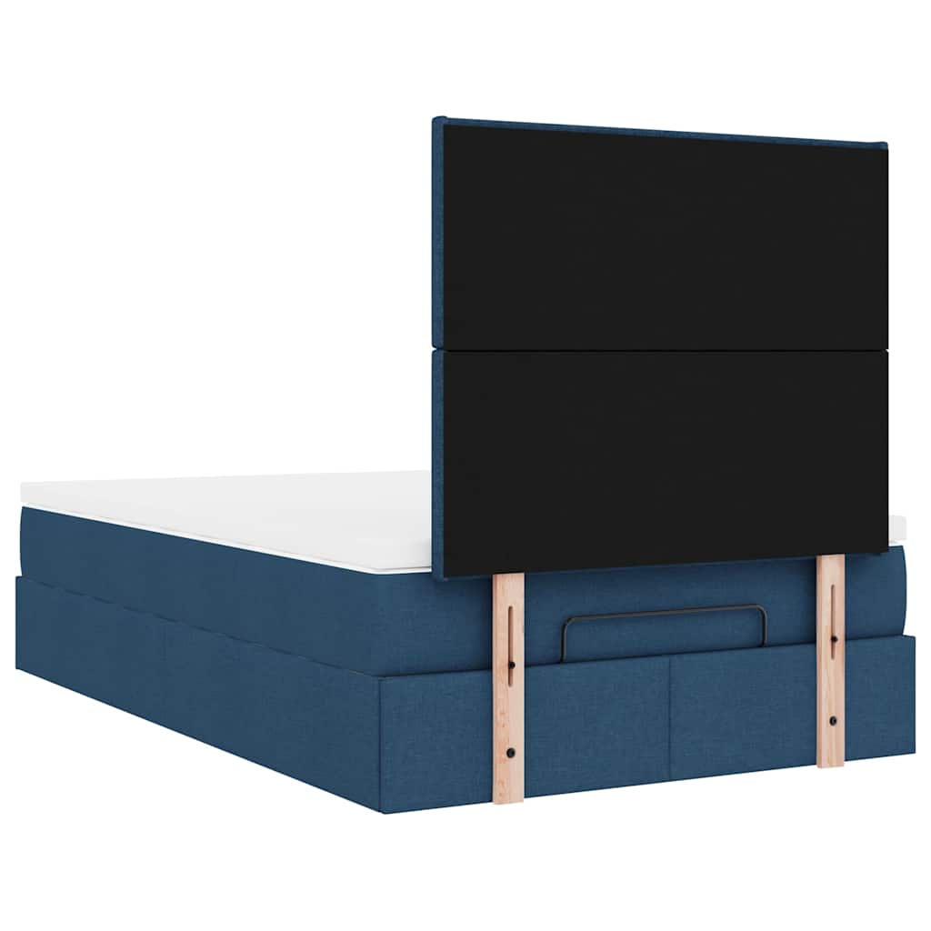 Ottoman-Bett mit Matratze & LEDs Blau 120x200 cm Stoff