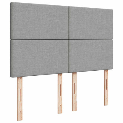 Ottoman-Bett mit Matratze & LEDs Hellgrau 140x190 cm Stoff