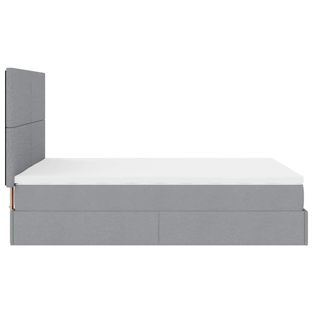 Ottoman-Bett mit Matratze & LEDs Hellgrau 140x190 cm Stoff