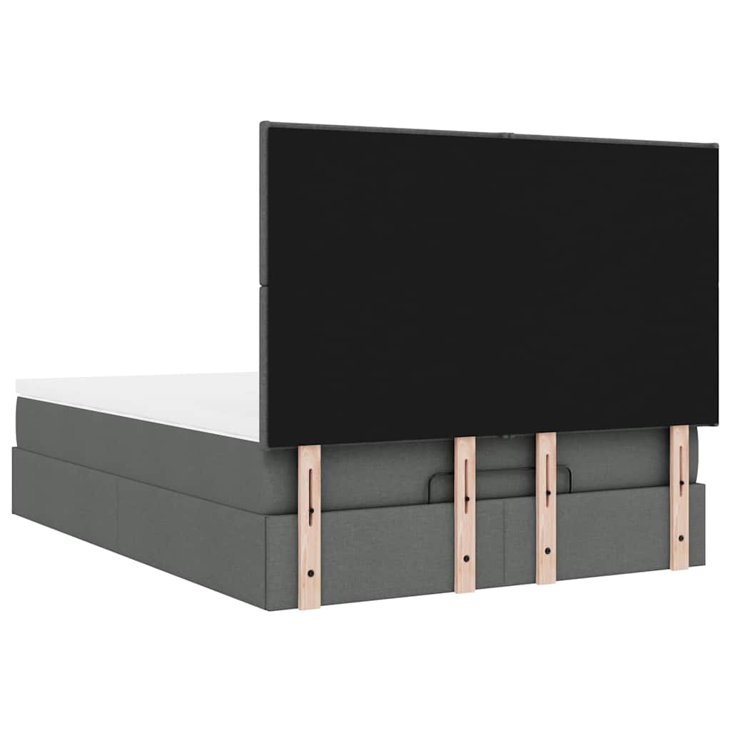 Ottoman-Bett mit Matratze & LEDs Dunkelgrau 140x190 cm Stoff