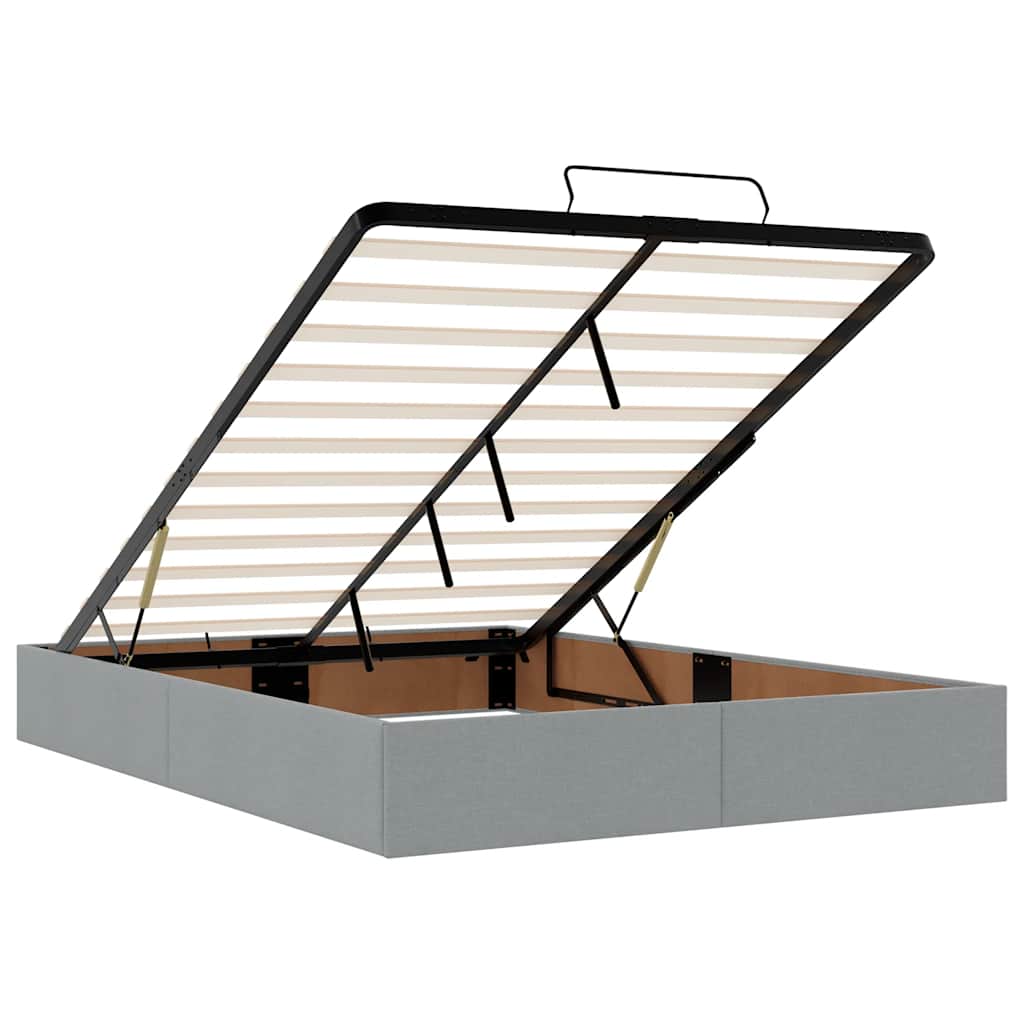 Ottoman-Bett mit Matratze & LEDs Hellgrau 140x200 cm Stoff