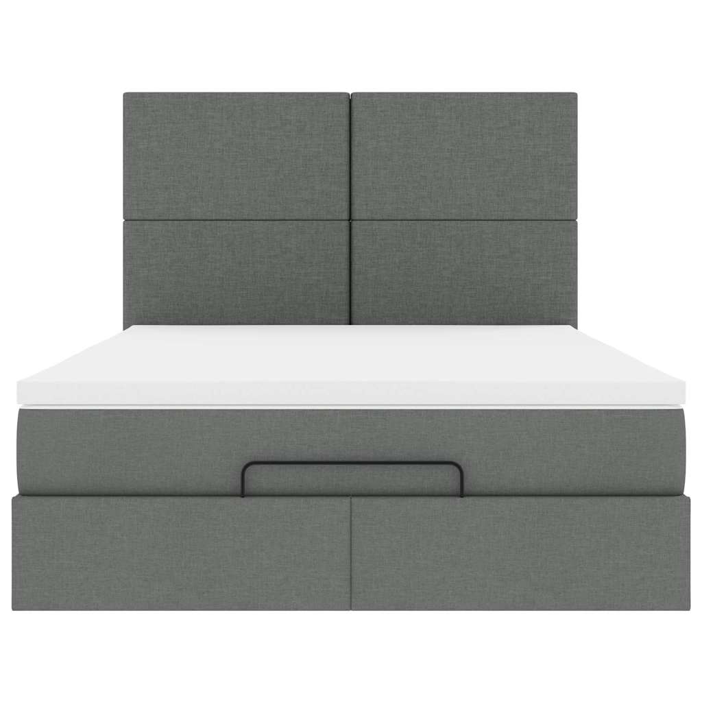 Ottoman-Bett mit Matratze & LEDs Dunkelgrau 140x200 cm Stoff