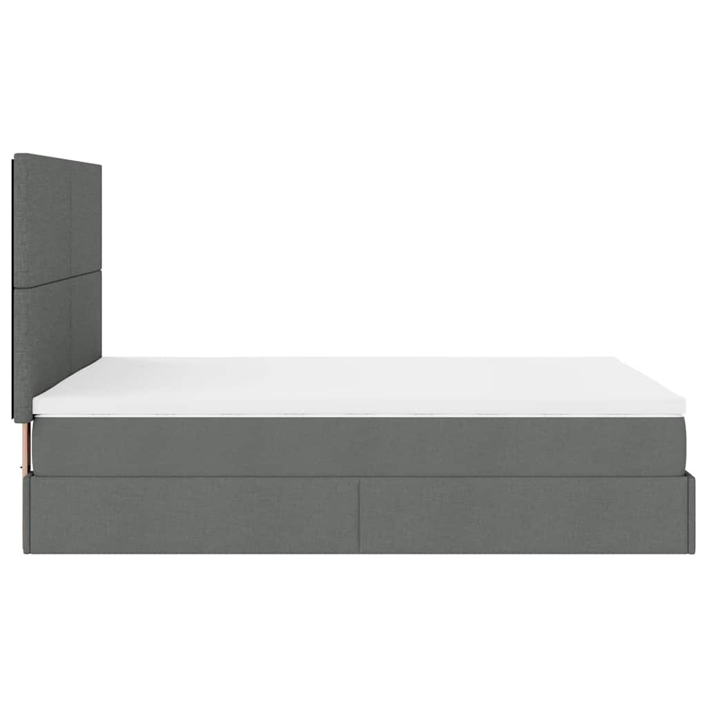 Ottoman-Bett mit Matratze & LEDs Dunkelgrau 140x200 cm Stoff
