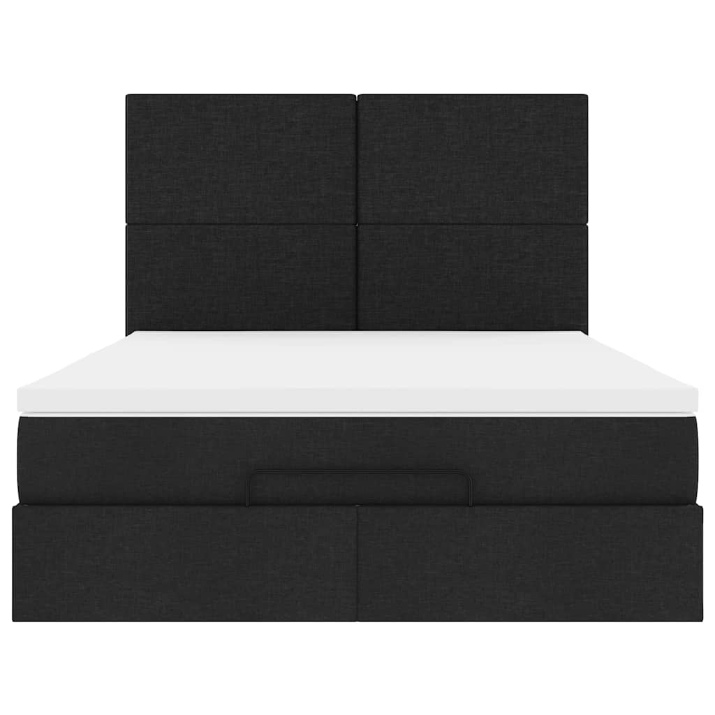 Ottoman-Bett mit Matratze & LEDs Schwarz 140x200 cm Stoff
