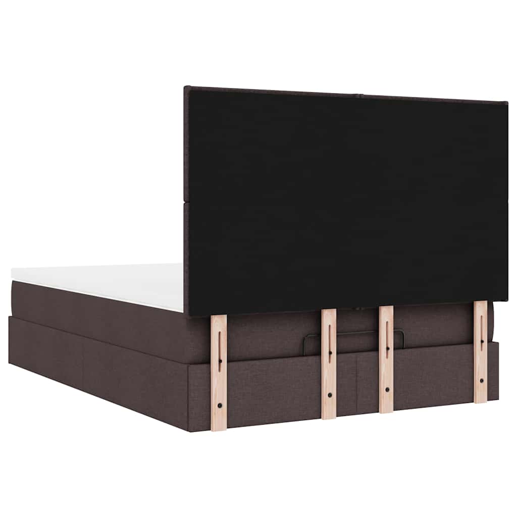 Ottoman-Bett mit Matratze & LEDs Dunkelbraun 140x200 cm Stoff