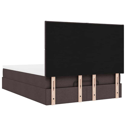 Ottoman-Bett mit Matratze & LEDs Dunkelbraun 140x200 cm Stoff