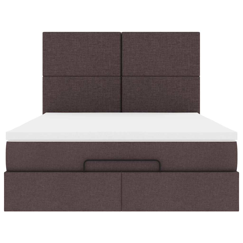 Ottoman-Bett mit Matratze & LEDs Dunkelbraun 140x200 cm Stoff