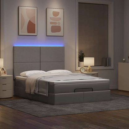 Ottoman-Bett mit Matratze & LEDs Taupe 140x200 cm Stoff
