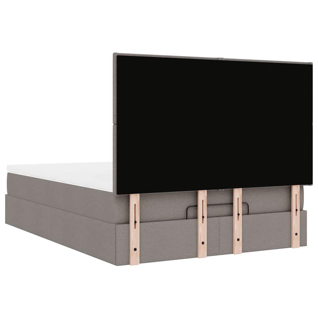 Ottoman-Bett mit Matratze & LEDs Taupe 140x200 cm Stoff