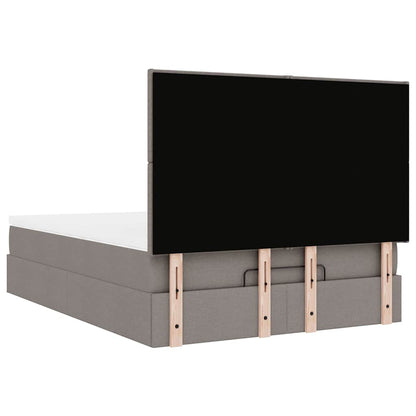 Ottoman-Bett mit Matratze & LEDs Taupe 140x200 cm Stoff
