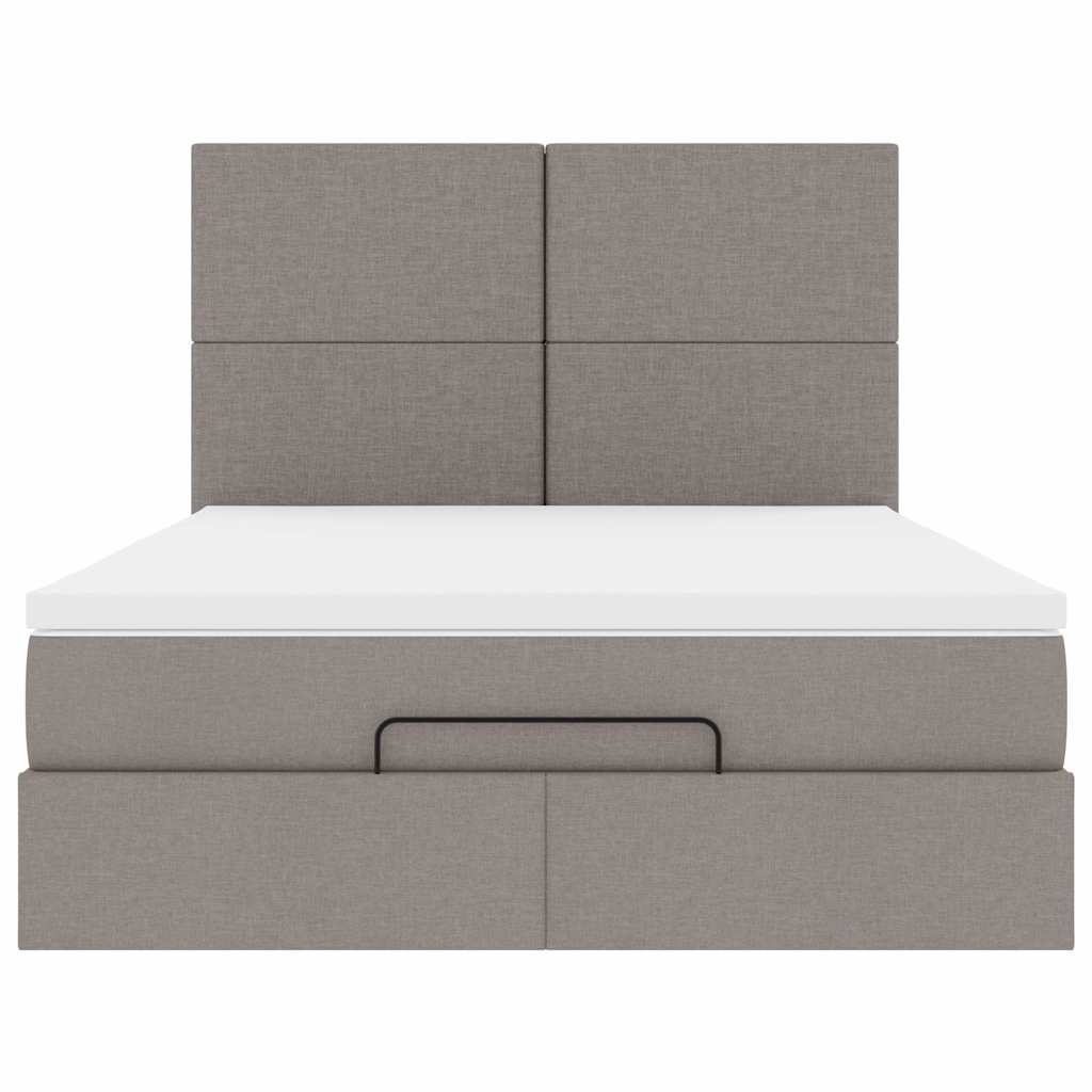 Ottoman-Bett mit Matratze & LEDs Taupe 140x200 cm Stoff