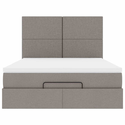 Ottoman-Bett mit Matratze & LEDs Taupe 140x200 cm Stoff