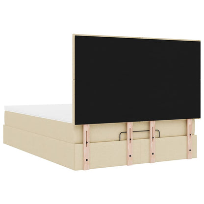 Ottoman-Bett mit Matratze & LEDs Creme 140x200 cm Stoff