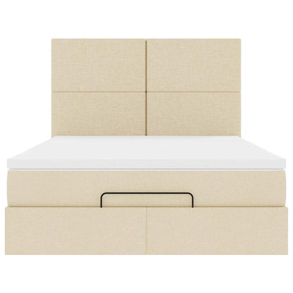Ottoman-Bett mit Matratze & LEDs Creme 140x200 cm Stoff