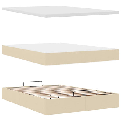 Ottoman-Bett mit Matratze & LEDs Creme 140x200 cm Stoff