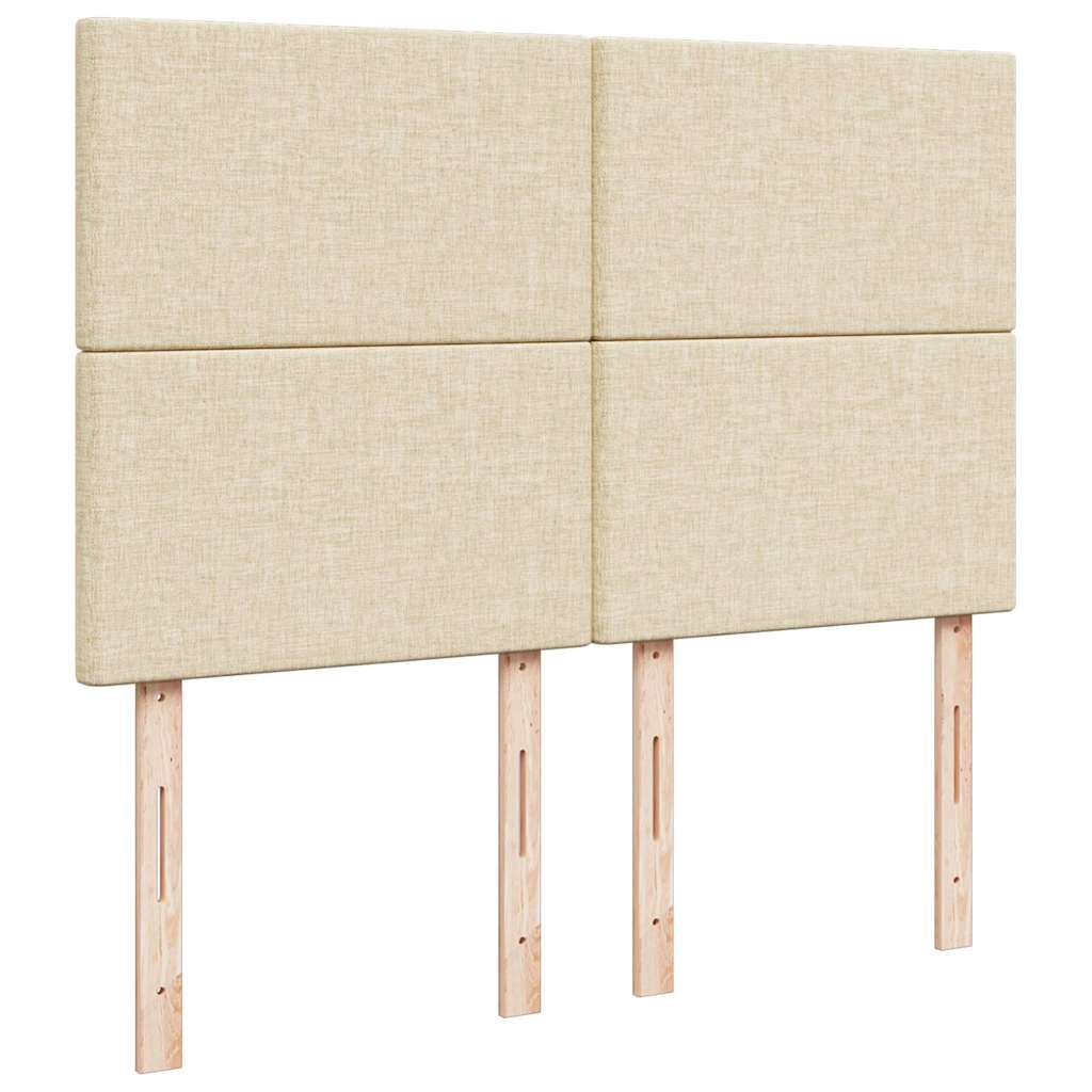 Lit ottoman avec matelas et LED tissu crème 140x200 cm