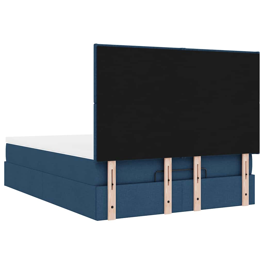 Ottoman-Bett mit Matratze & LEDs Blau 140x200 cm Stoff