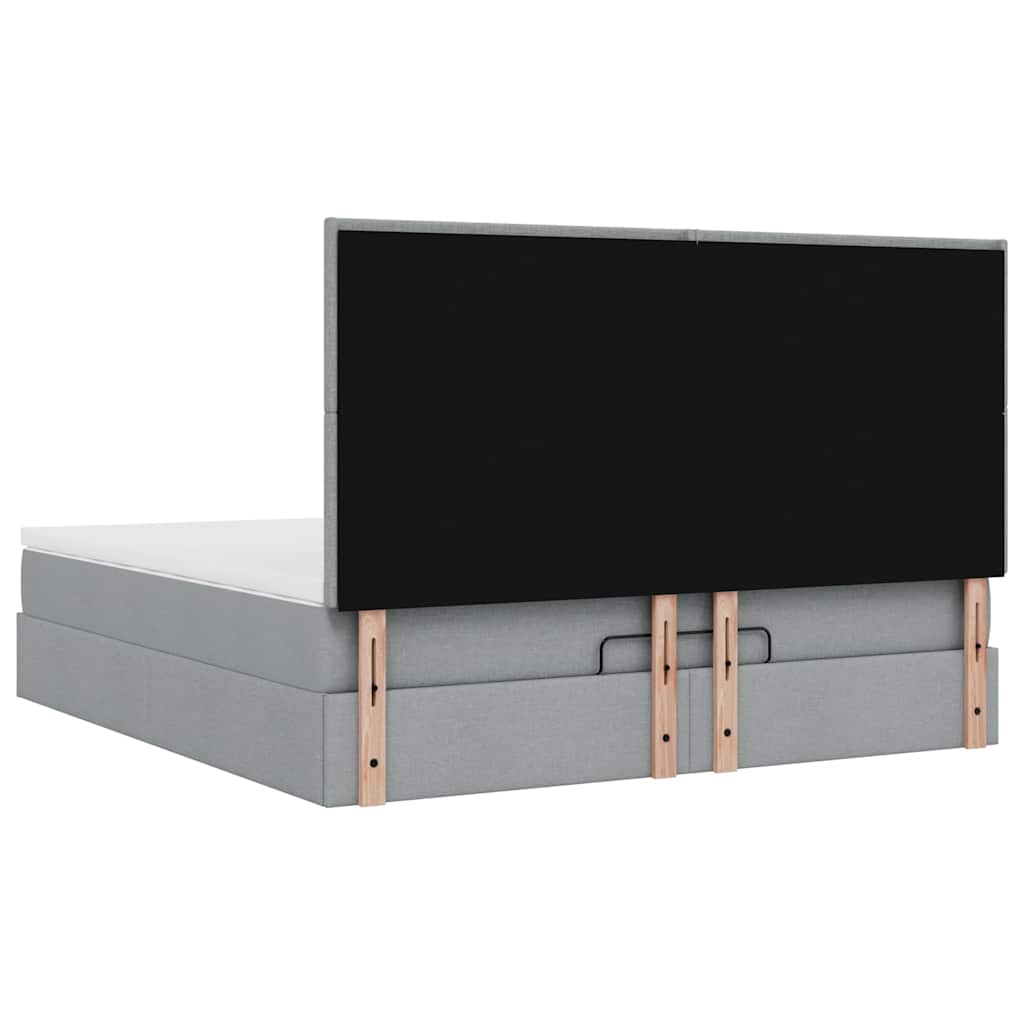 Ottoman-Bett mit Matratze & LEDs Hellgrau 160x200 cm Stoff