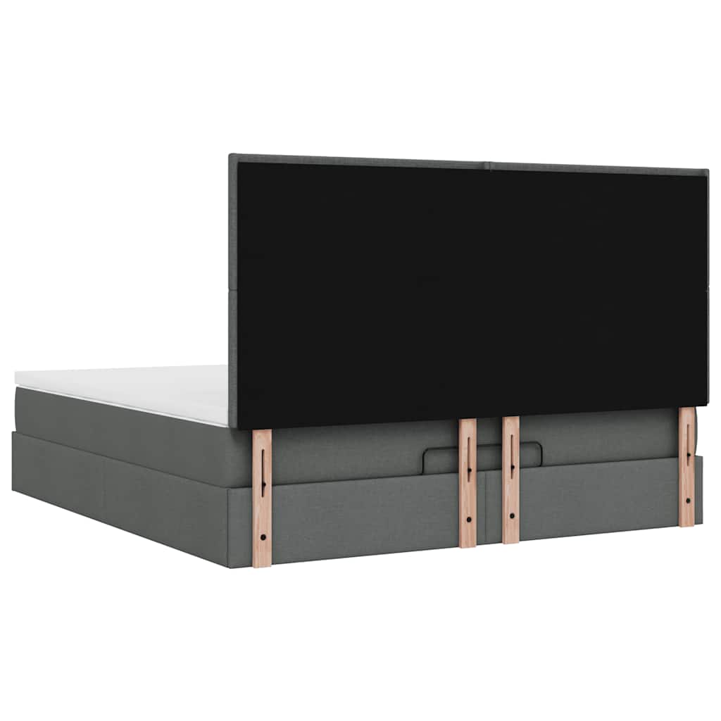 Ottoman-Bett mit Matratze & LEDs Dunkelgrau 160x200 cm Stoff