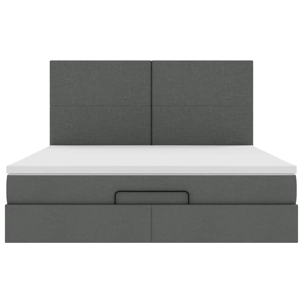 Ottoman-Bett mit Matratze & LEDs Dunkelgrau 160x200 cm Stoff