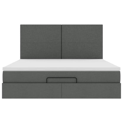 Ottoman-Bett mit Matratze & LEDs Dunkelgrau 160x200 cm Stoff