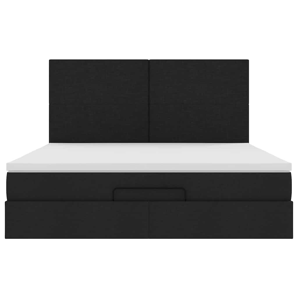 Ottoman-Bett mit Matratze & LEDs Schwarz 160x200 cm Stoff