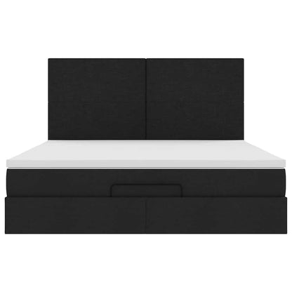 Ottoman-Bett mit Matratze & LEDs Schwarz 160x200 cm Stoff