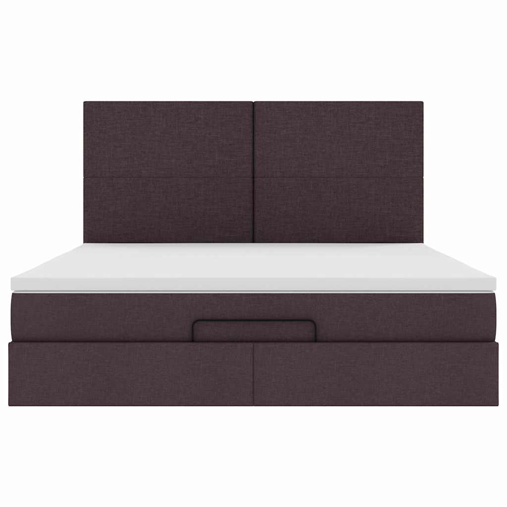 Ottoman-Bett mit Matratze & LEDs Dunkelbraun 160x200 cm Stoff