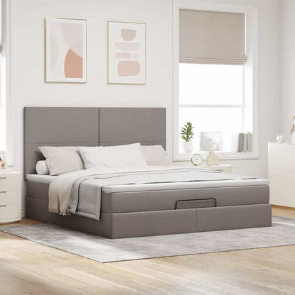 Ottoman-Bett mit Matratze & LEDs Taupe 160x200 cm Stoff