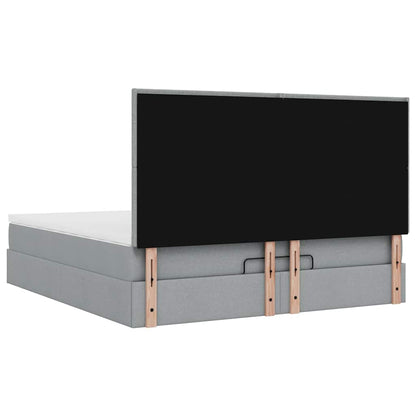 Ottoman-Bett mit Matratze & LEDs Hellgrau 180x200 cm Stoff