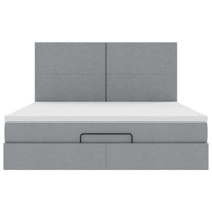 Ottoman-Bett mit Matratze & LEDs Hellgrau 180x200 cm Stoff